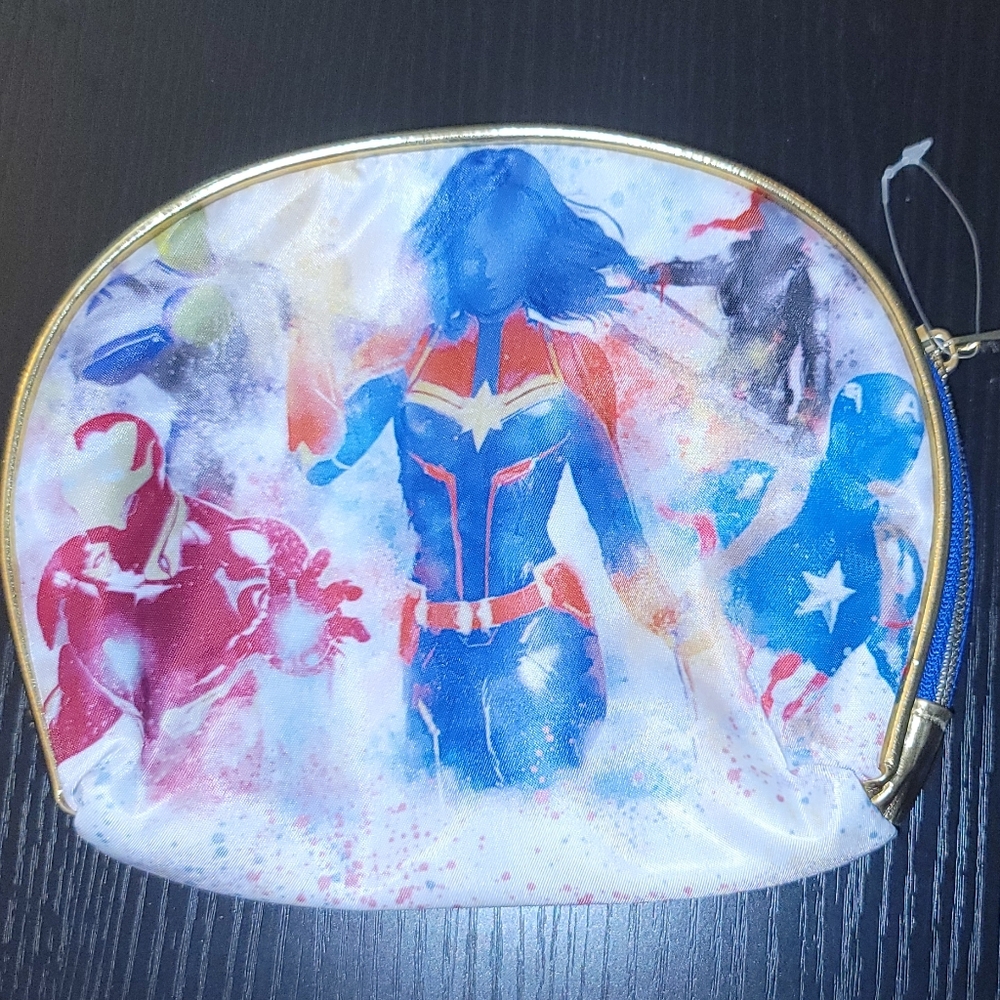 Super Hero makeup Travel case carry bag Captain Marvel America Iron Man
